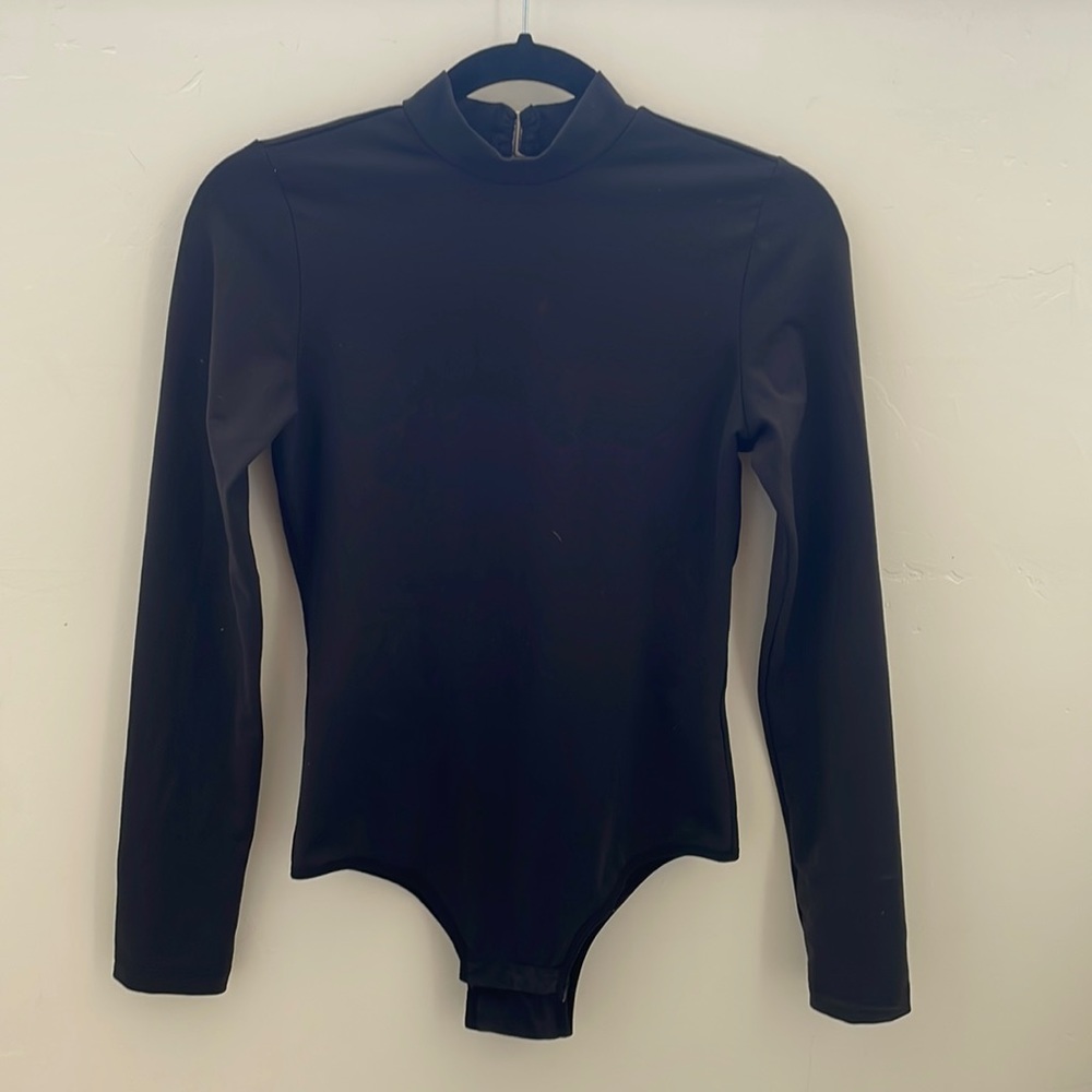 Flynn Skye Cody open back black mock neck long sleeve body suit